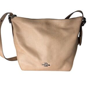 COACH Beechwood Tan Leather Dufflette 21378 Crossbody Bag Zipper *FLAWS*